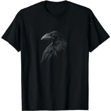 Mystical Black Raven Illustration Crow Artwork T Shirt
